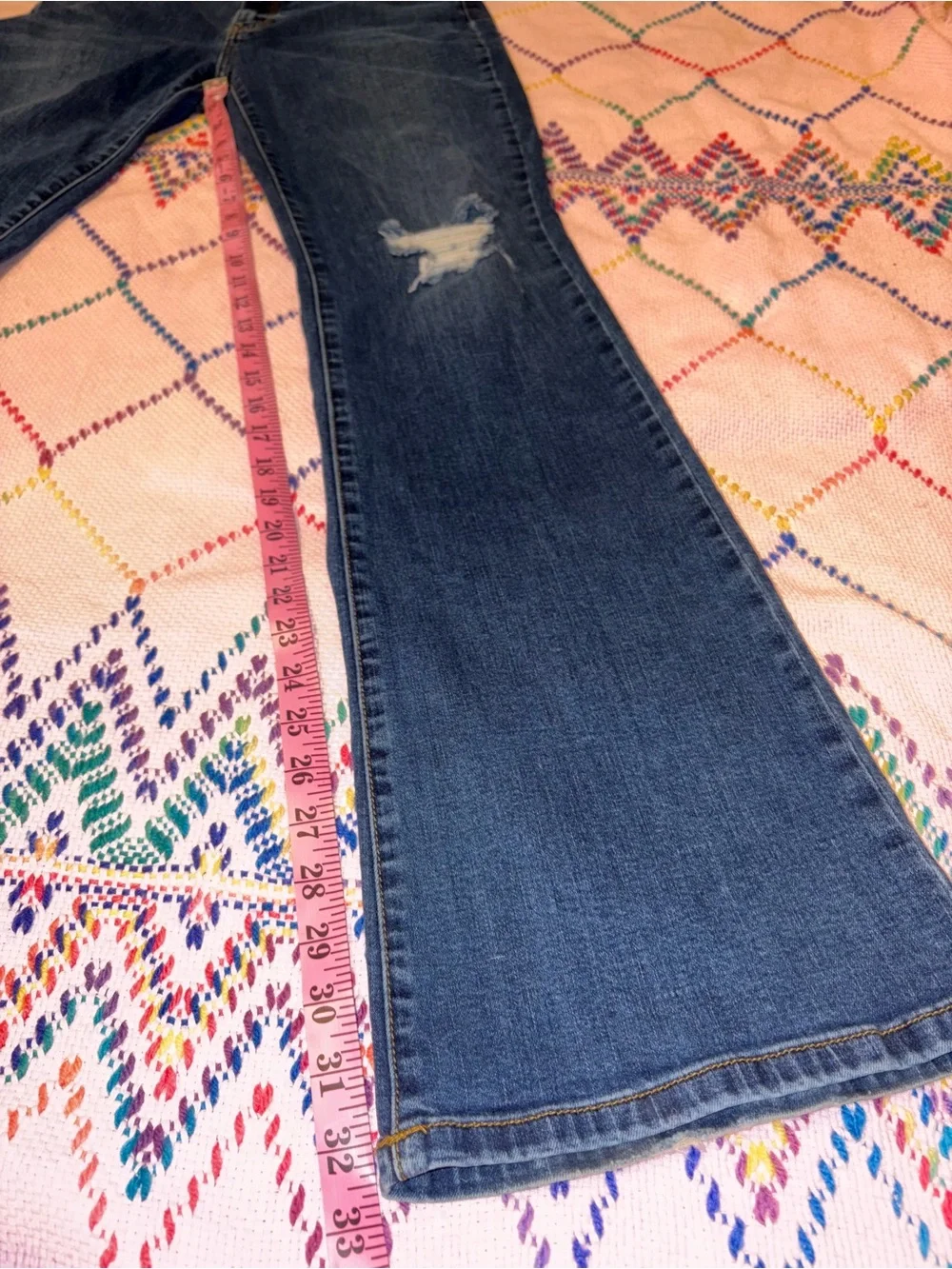 KanCan Distressed Dark Blue Flare Jeans Women’s 11/29 - Picture 7 of 11